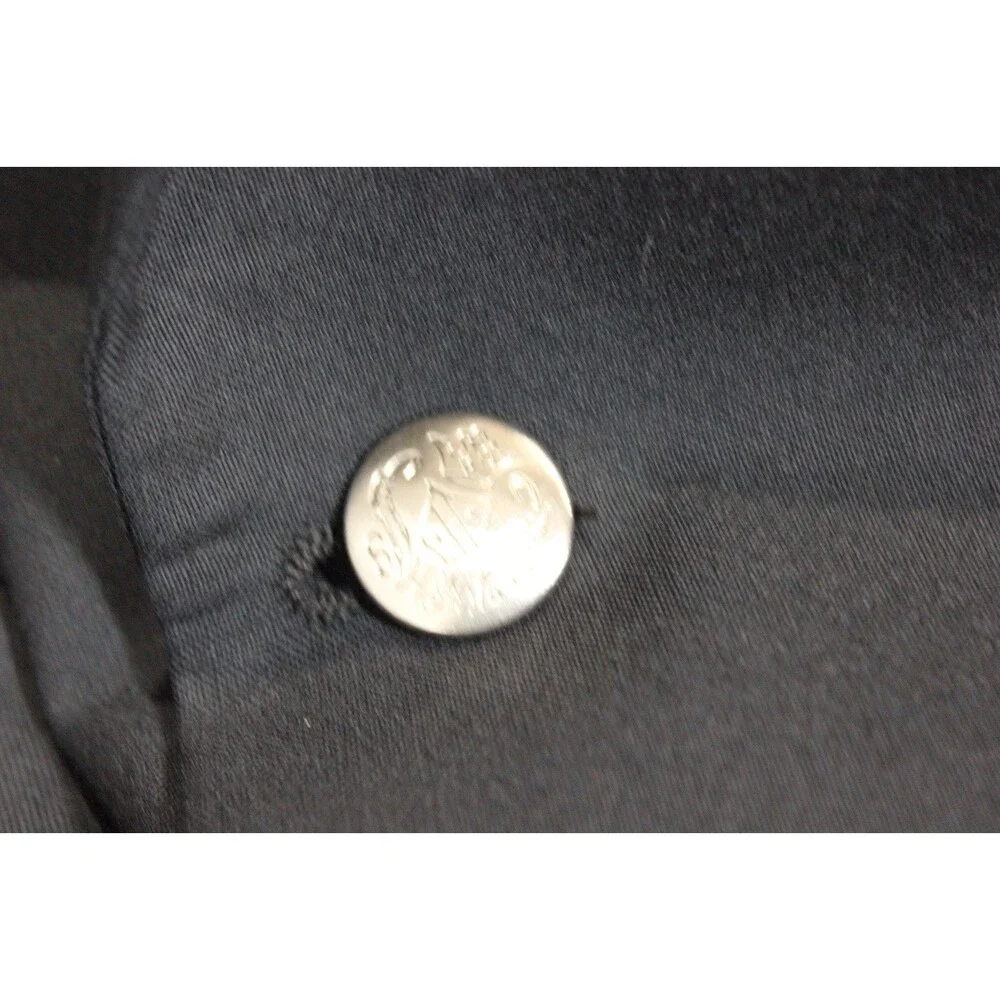 Hart Schaffner Marx Navy Blue Solid Wool Blazer Sport Coat 2 Silver Btn USA 44L